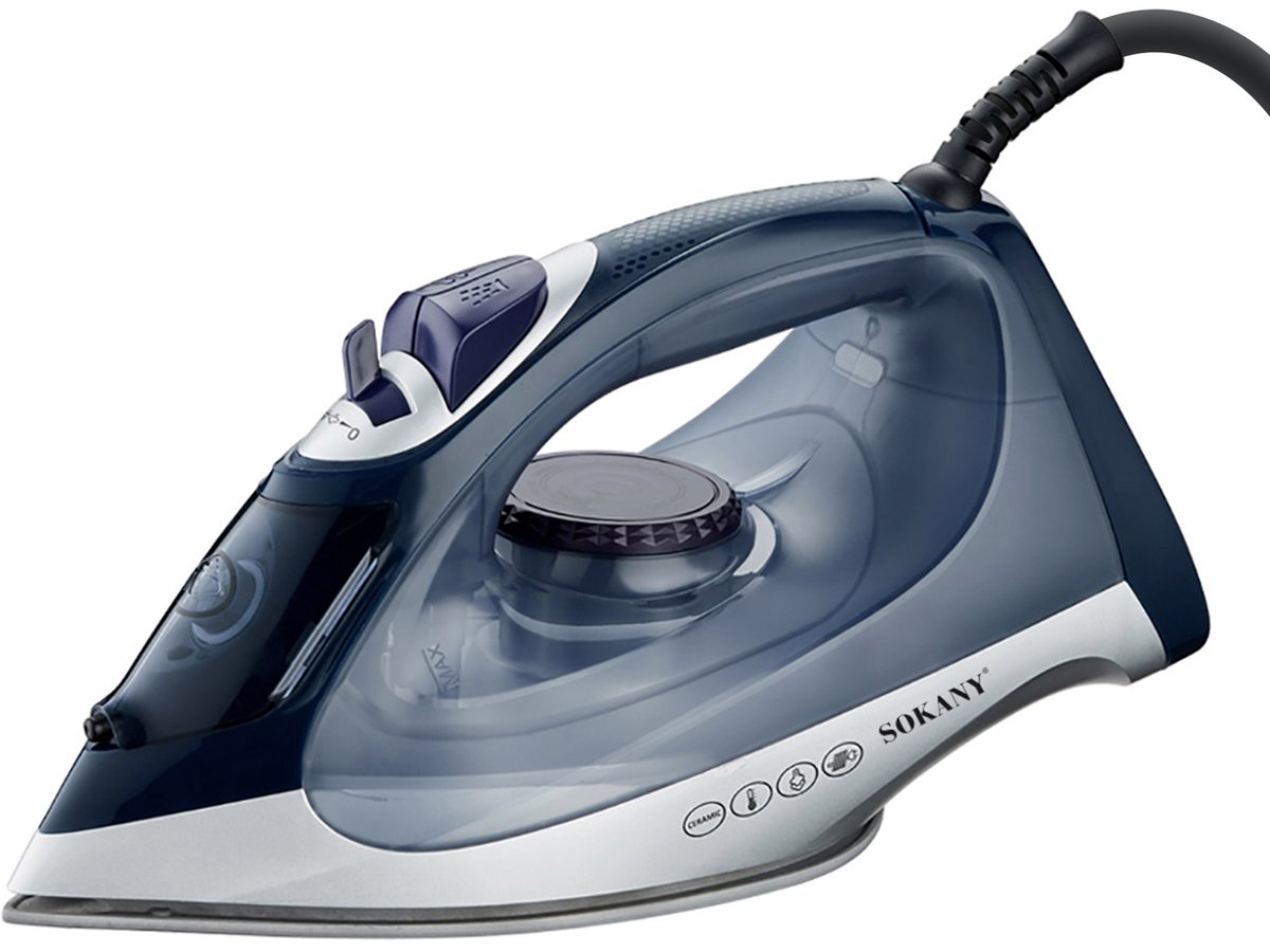 Sokany, Stoomstrijkijzer 2200W met 300ml Reservoir en Instelbare Thermostaat, Zwart / Zilver