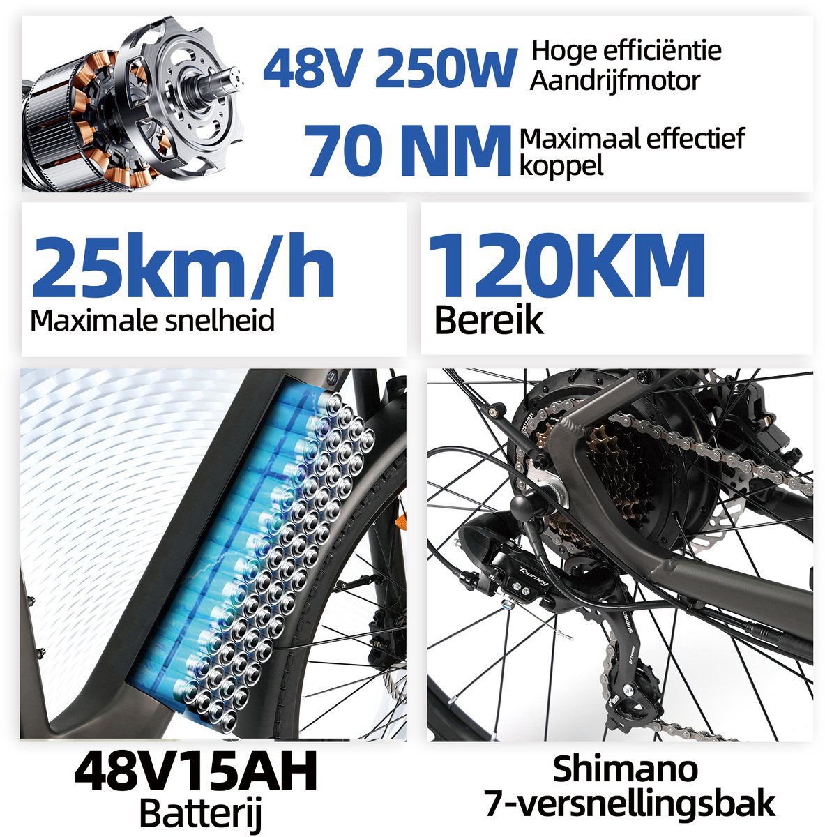 TTGO Z3 Elektrische Fiets – 48V 15Ah Accu (720Wh) – Achterwielmotor – Actieradius tot 130 km – 27.5×2.4 Inch Banden – LCD Display – Shimano 7 Versnellingen – Hydraulische Schijfremmen – Stadsfiets – Max. Belastbaar 125 kg – Grijs thumbnail 6