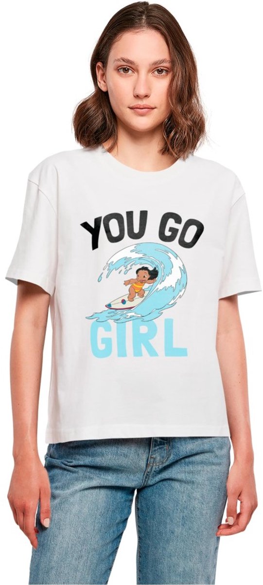 Merchcode Disney Lilo & Stitch - You Go Girl Dames Tshirt - M - Wit