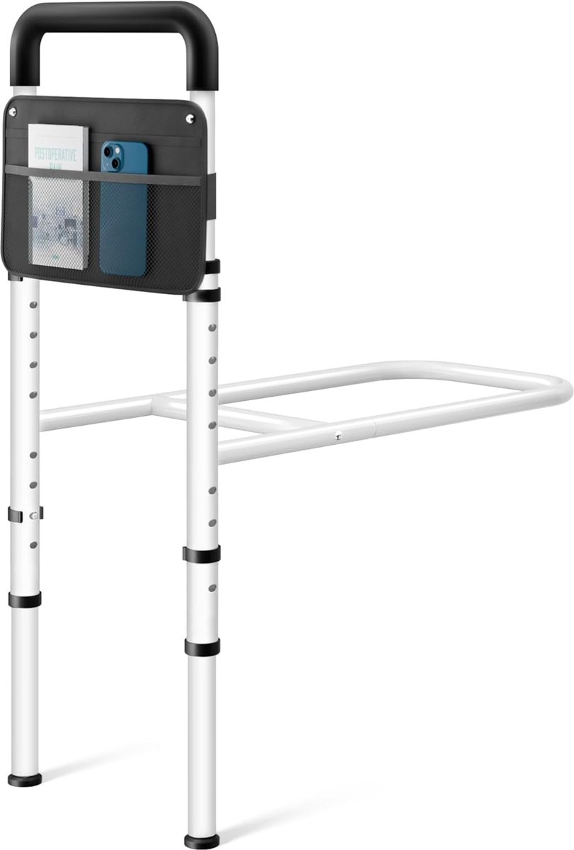 Opstahulp Bedhek - Hulp voor Senioren - Veilig Opstaan - In Hoogte Verstelbaar - 315 x 58 cm - Zwart
