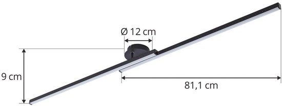 Lindby - Plafonnier LED - 2 lumières - Aluminium, fer, plastique - H : 9 cm - noir mat - Sources lumineuses incluses