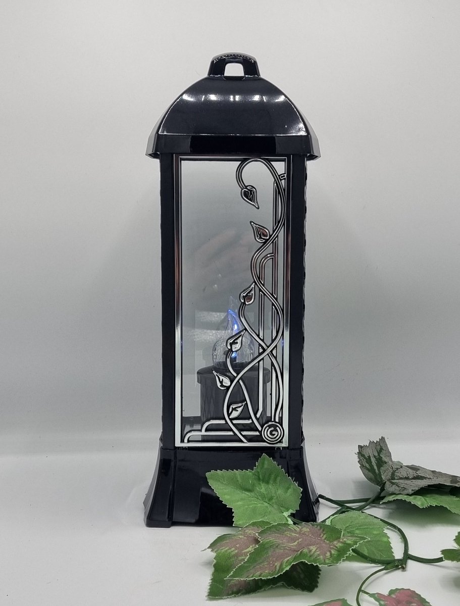 Lubema Herdenkingslicht - L-26 - Lantaren - Zilver - Incl LED (Zwart) Comet - Windlicht - Graflicht - Grafkaars -Grafdecoratie