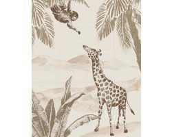 IXXI Vintage Jungle, Irene Jelier - 80 x 100 cm - Grote wanddecoratie en posters - Illustraties, Kinderkamer, Natuur, Kinderen, Wilde dieren