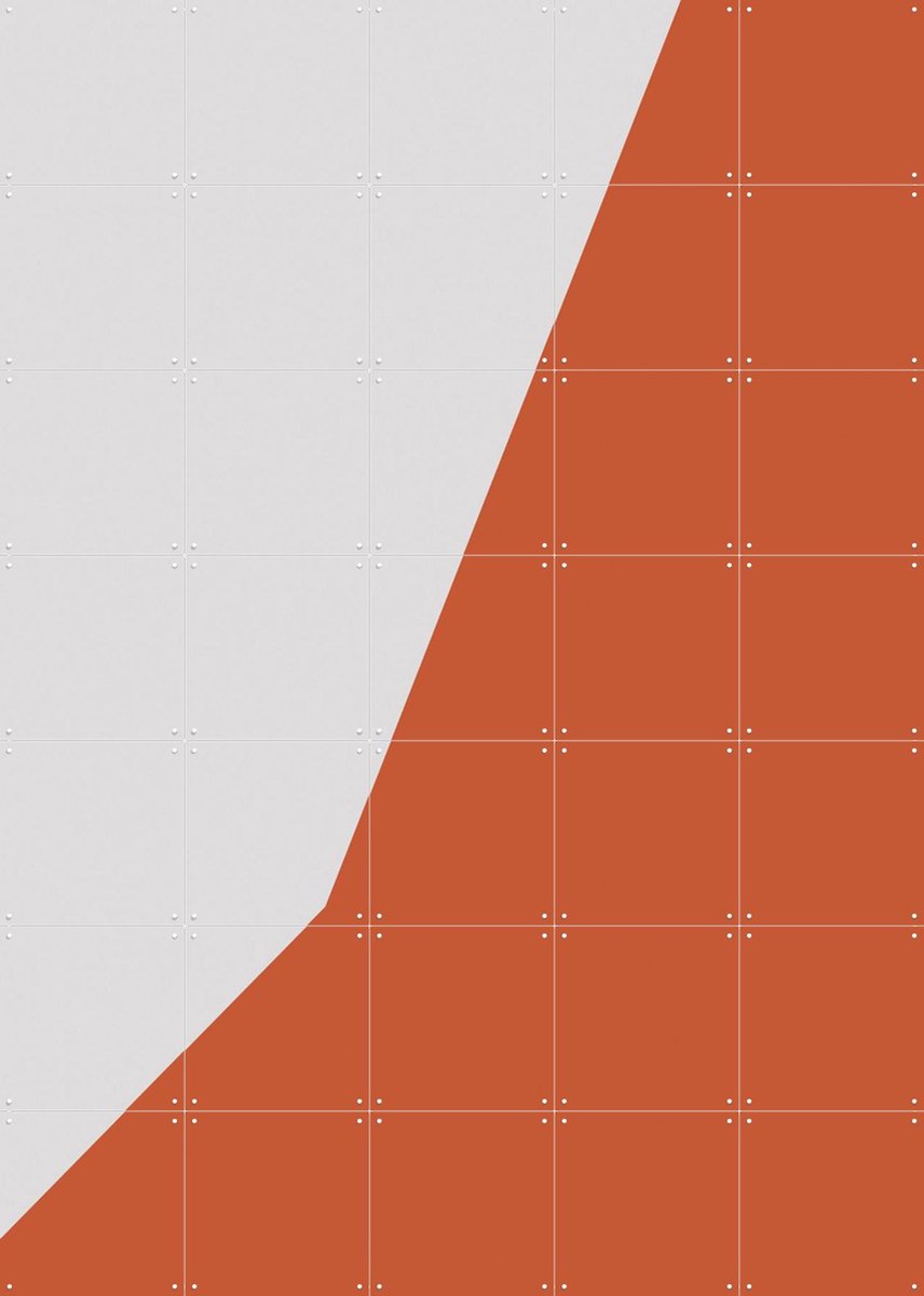 IXXI Color blocking - Orange Grey, Allon Dery - 100 x 140 cm - Gratis ophangtool - Grote wanddecoratie en posters - Grafisch Ontwerp, Minimalisme