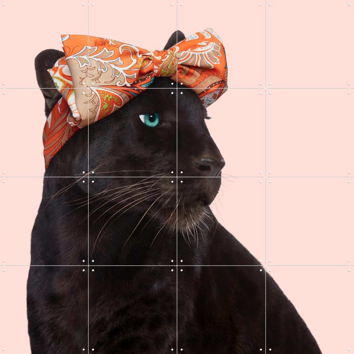 IXXI Fashion Panther, Paul Fuentes - 80 x 80 cm - Gratis ophangtool - Grote wanddecoratie en posters - Kleurrijk, Fotografie, Kinderkamer, Wilde
