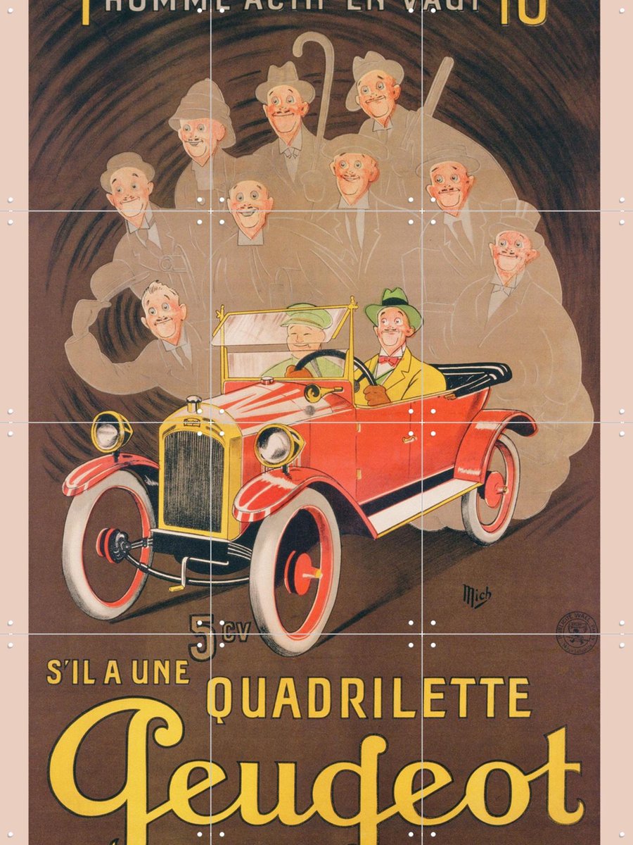 IXXI Peugeot 1910, Bridgeman Images - 60 x 80 cm - Gratis ophangtool - Grote wanddecoratie en posters - Speels, Illustraties, Vintage, Art Deco