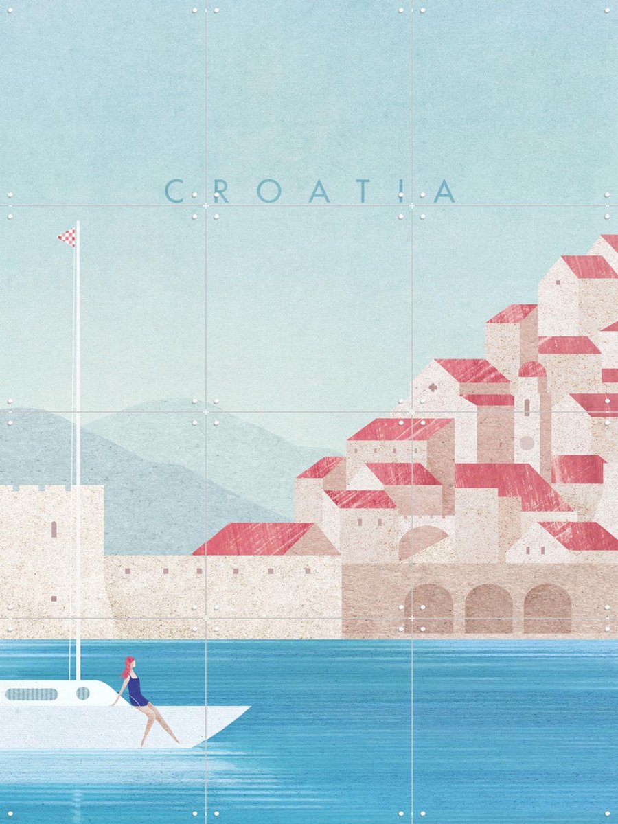 IXXI Croatia, Henry Rivers - 60 x 80 cm - Gratis ophangtool - Grote wanddecoratie en posters - Kleurrijk, Minimalisme, Illustraties, Woonkamer