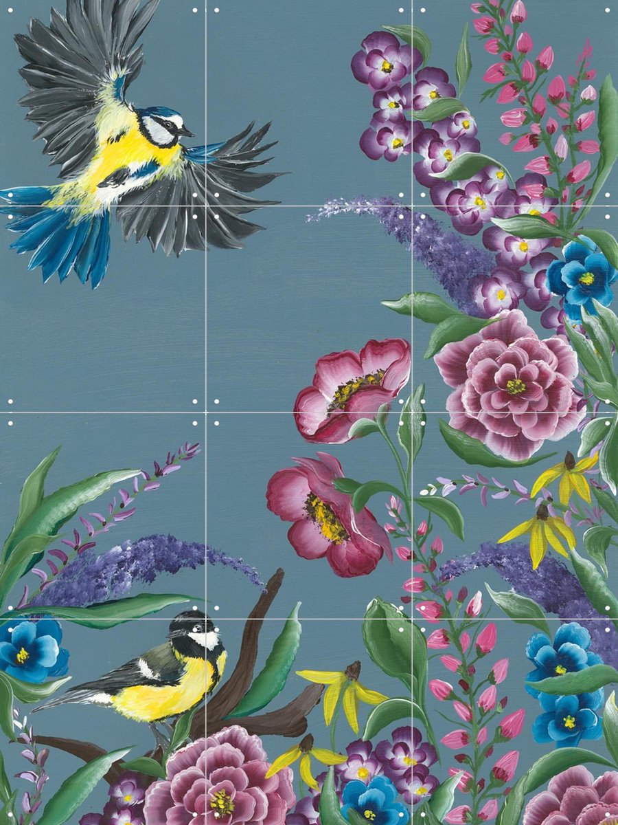 IXXI Flight in Bloom, Lens en penseel door Myrte - 60 x 80 cm - Gratis ophangtool - Grote wanddecoratie en posters - Kleurrijk, Illustraties
