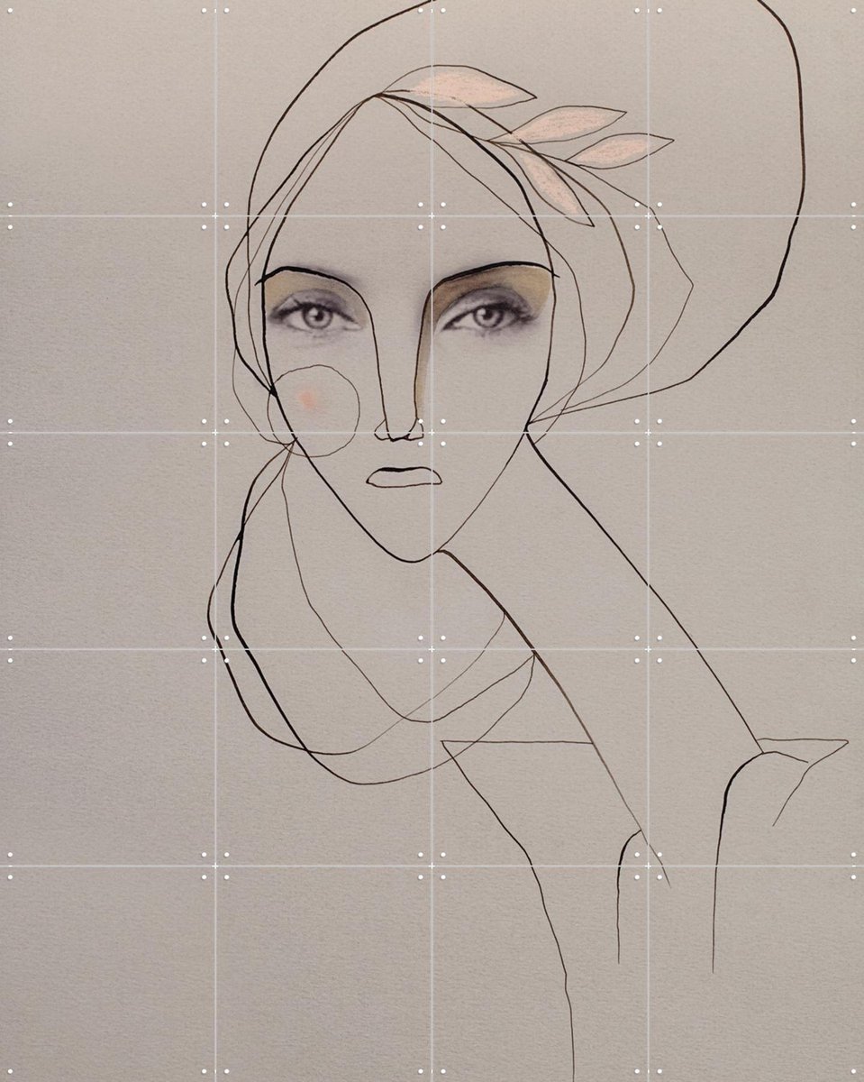 IXXI Flora, Lemholt N' Bergman - 80 x 100 cm - Gratis ophangtool - Grote wanddecoratie en posters - Line art, Illustraties, Portretten