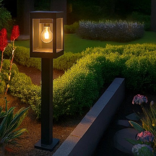 Solar tuinverlichting - Staande lamp 'Cube' - Padverlichting met schemersensor - Buitenlamp op zonne-energie
