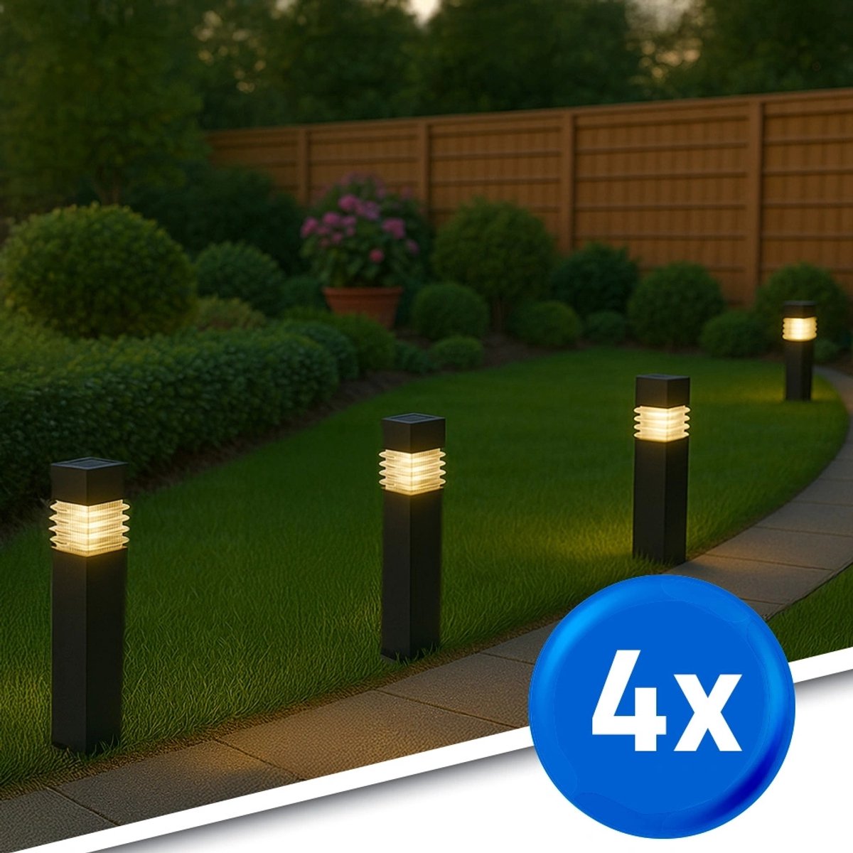 Solar tuinverlichting pad 'Condor' - Voordeelset van 4 - Buitenlamp - Priklamp op zonne-energie