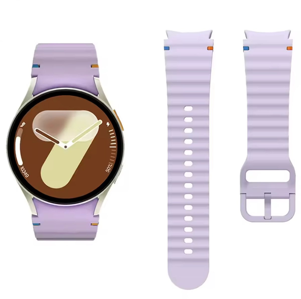 Lichtpaars siliconen bandje geschikt voor Samsung Galaxy Watch 7 - Galaxy watch 6 classic en 5 pro 40 en 44mm - Lila - Siliconen - CHPN