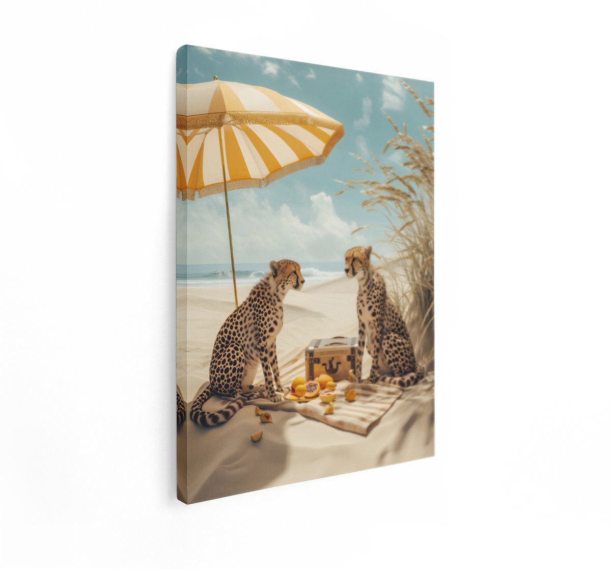 Artaza Canvas Schilderij Cheeta - 60x80 cm - Wanddecoratie Strand Zee - Muurdecoratie Dier