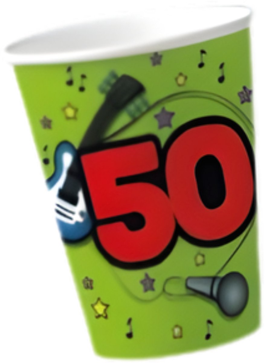 Papieren bekers 50 jaar groen 10 x