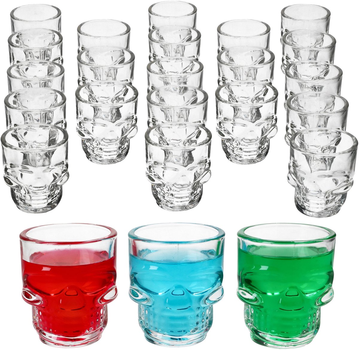 24-delige set doodskop shotglaasjes 5cl van glas - 27022085