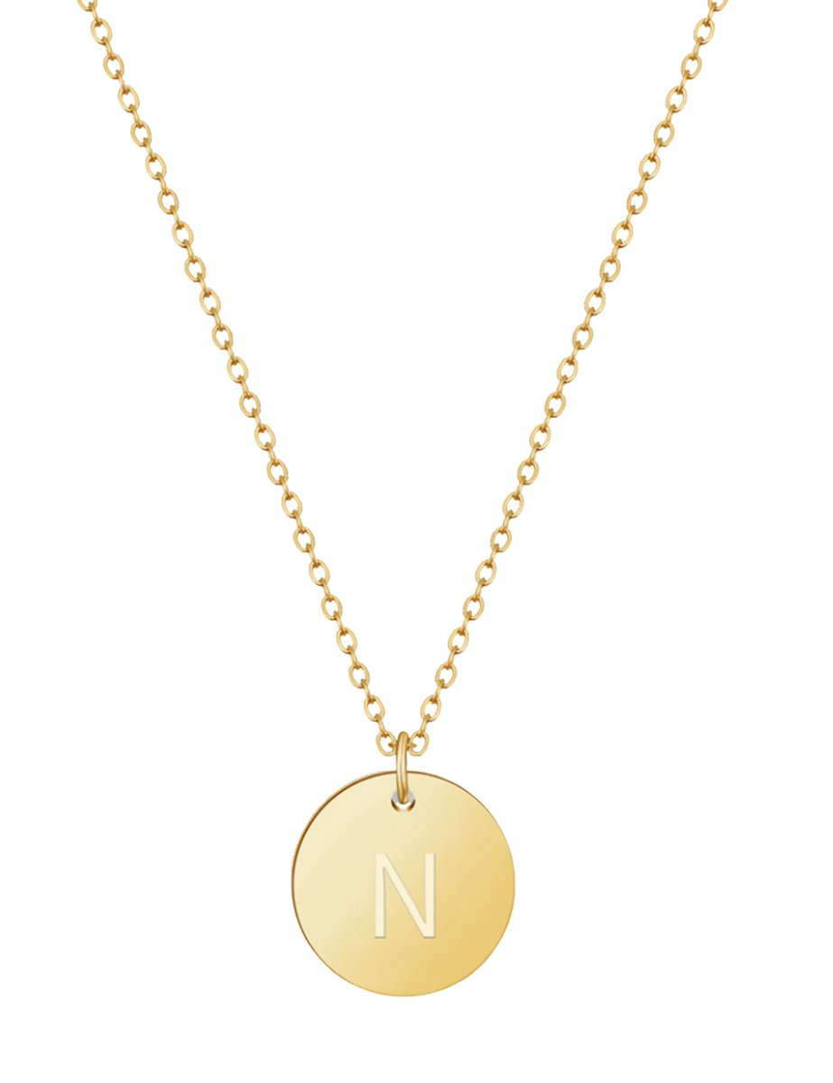 good.designs Halsketting 18 K verguld met lettermunt N