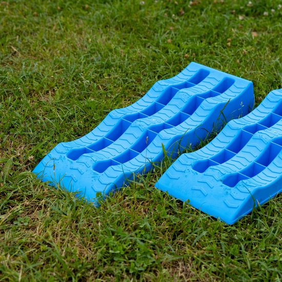 EveBase® Oprijblokken - Set van 2 - Voor Stabiel en Waterpas Positioneren - Profielgevormd Oppervlak - 3 Niveau's - Maximale Aslast van 5 ton - Geschikt voor Auto, Camper, Caravan, Aanhangwagen en Trailer van Evebase — afbeelding 3