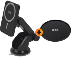 R2B Telefoonhouders Auto Zuignap met Draadloze Oplader + Dashboardpad - Geschikt voor MagSafe - Raam/Dashboard/Ventilatie - Gsm Houder Auto - Autohouder - Telefoonhouder Auto - Mobiel Houder Auto - Auto Telefoonhouder - Phone Holder Car