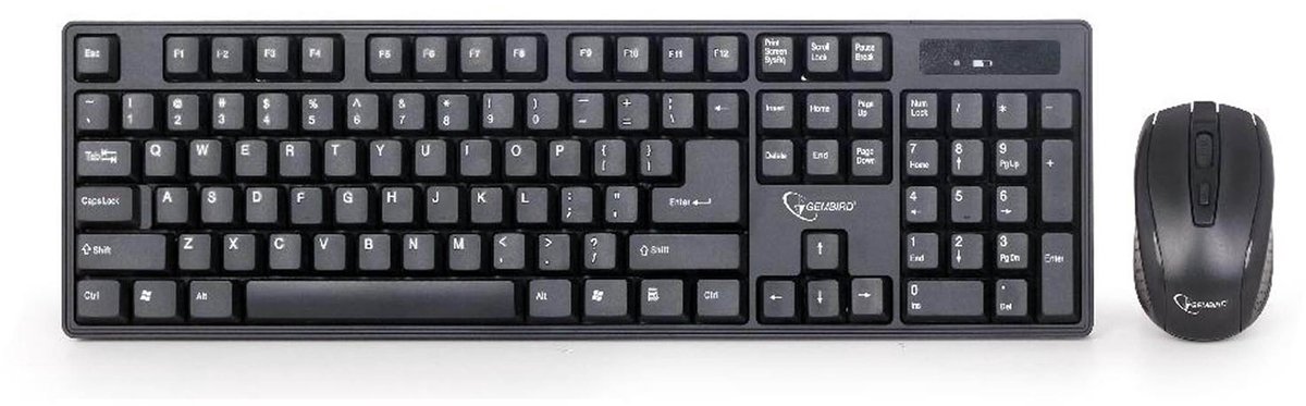 Image of Gembird Draadloze Desktopset met Volledig Toetsenbord en Optische Muis, Lange Batterijduur, Comfortabele Typervaring, Compatibel met Windows - Zwart