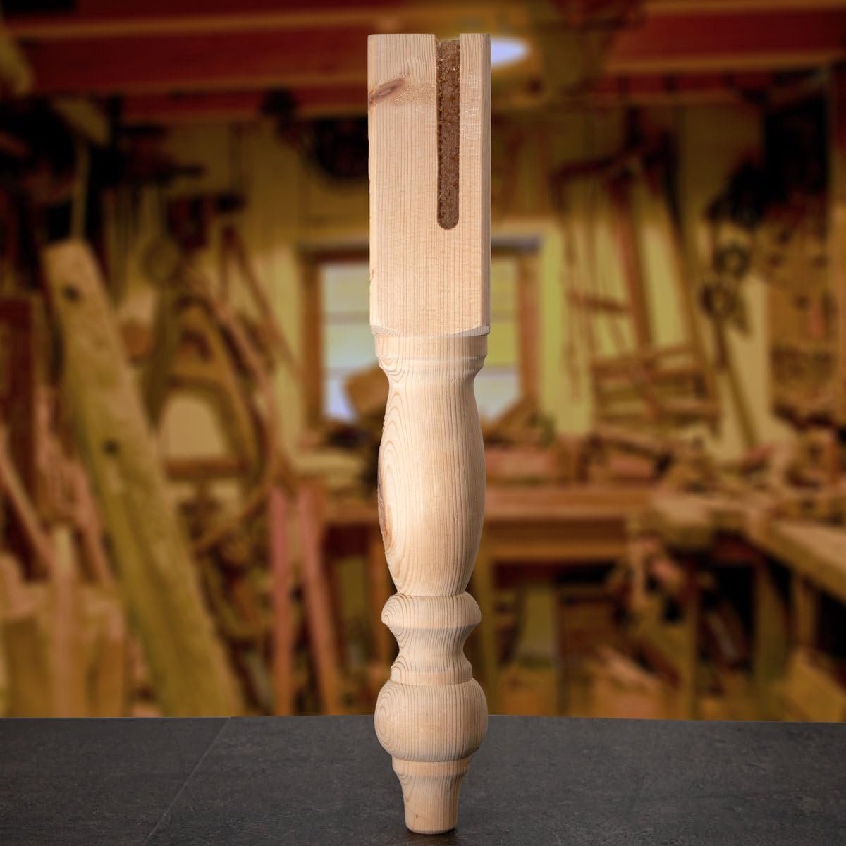 Massief Houten Tafelpoot Grenen 45 cm voor Restauratie en Stabiliteit