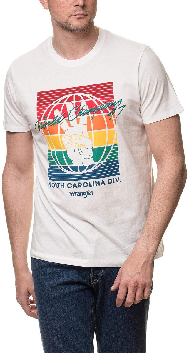 T-shirt Wrangler Globe Geel