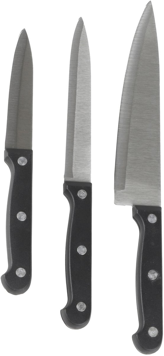 Urban Living Keukenmessen / koksmessen set - 3x stuks - RVS - scherpe messen