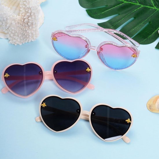 Set van 3 Hartvormige Zonnebrillen voor Kinderen - Strandfeest Accessoires — afbeelding 3