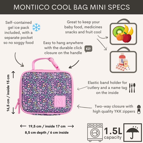 MontiiCo koeltas Mini - thermo lunchtas - Meadow van MontiiCo — afbeelding 3