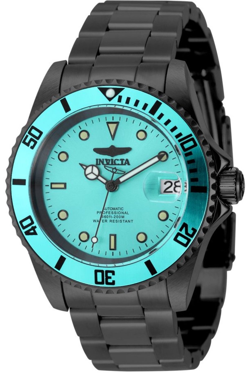 Invicta Pro Diver 49912 Heren Horloge - Waterdicht - Analoog - Automatisch Uurwerk - Roestvrij Staal met Blauwe Wijzerplaat - 40mm