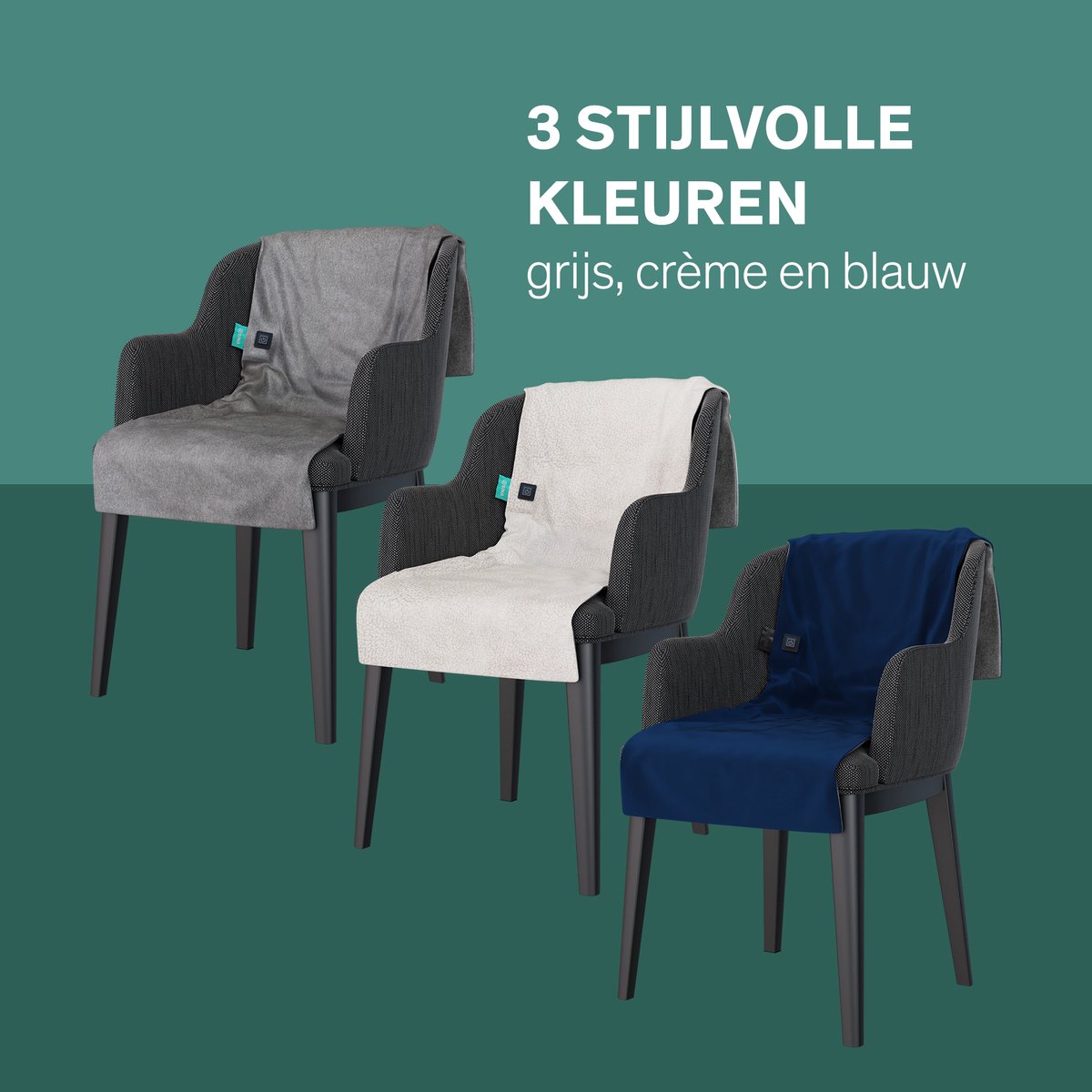 Sinji Elektrische Warmtedeken – Draadloos Infrarood Warmtedeken – Verwarmd Stoelkleed – Incl. Powerbank – 135x48 cm – Crème thumbnail 7
