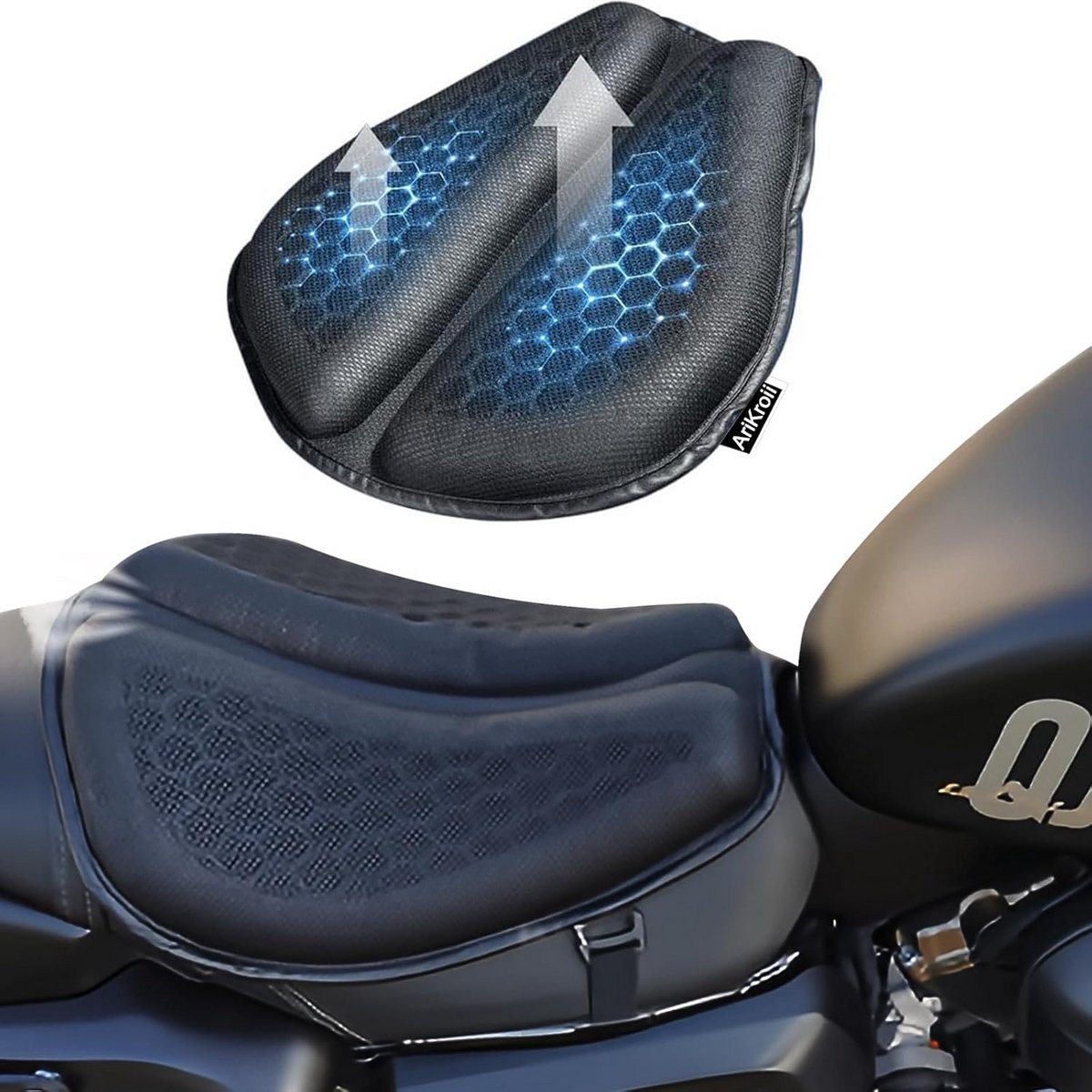 Comfortabel Motorfiets Zitkussen met 3D Gel en Ademende Honingraatstructuur