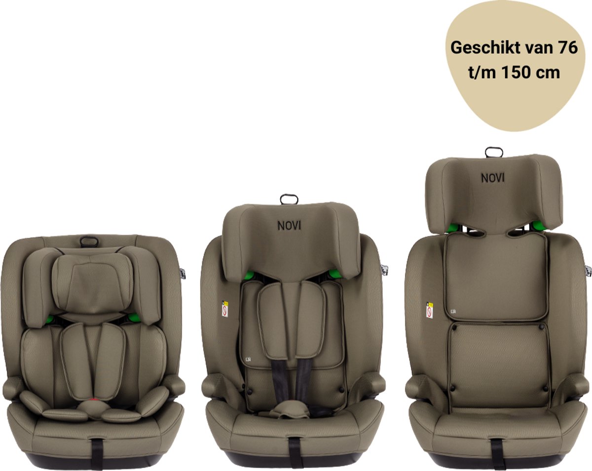 Novi Jules V2 Autostoel 76-150 cm – Groep 1/2/3 – Gordelbevestiging + Top Tether – Verstelbare Hoofdsteun – I-Size – foto 2