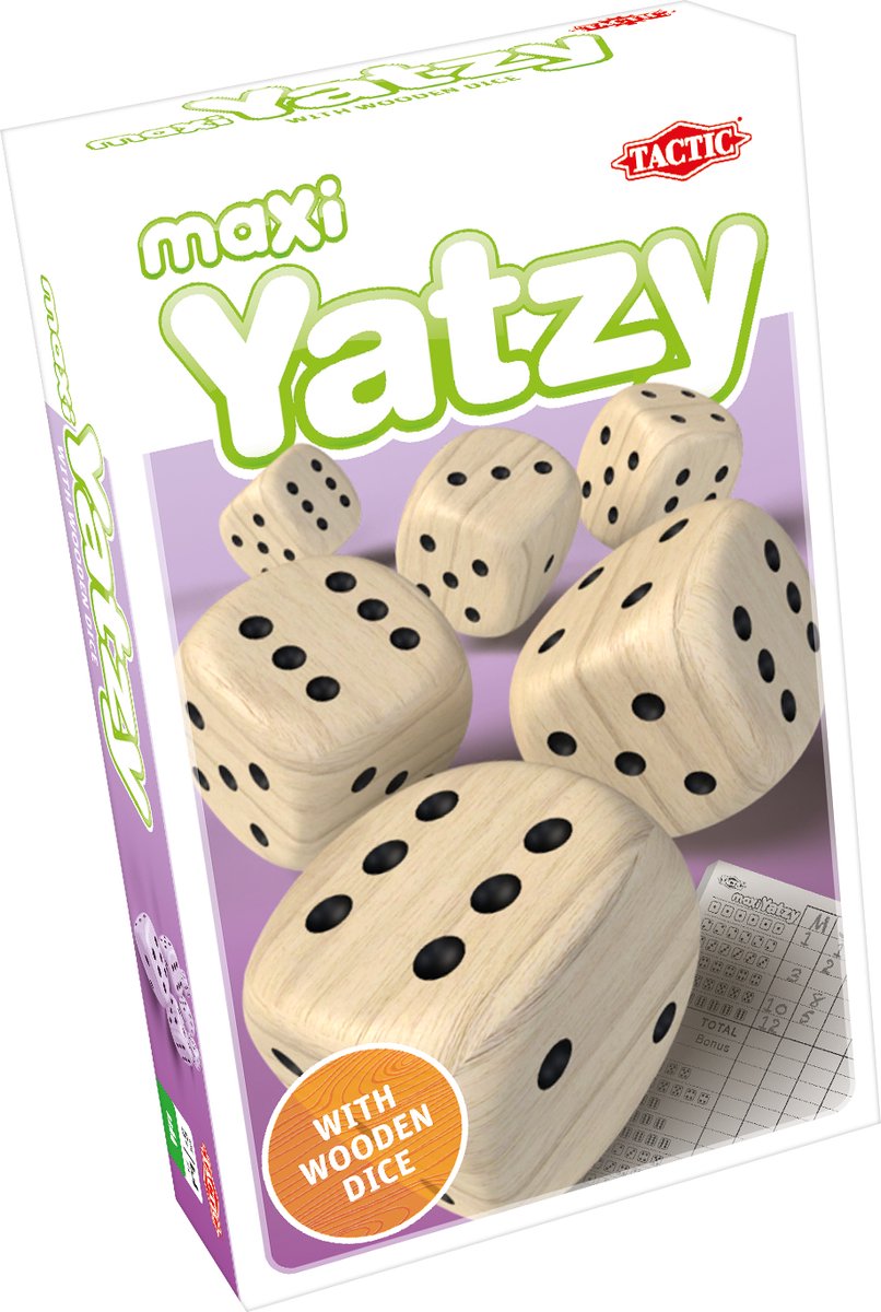 Tactic Maxi Yatzy – Bordspel – Compacte Editie – Yatzy met 6 Dobbelstenen – Vanaf 5 Jaar – 2 of Meer Spelers
