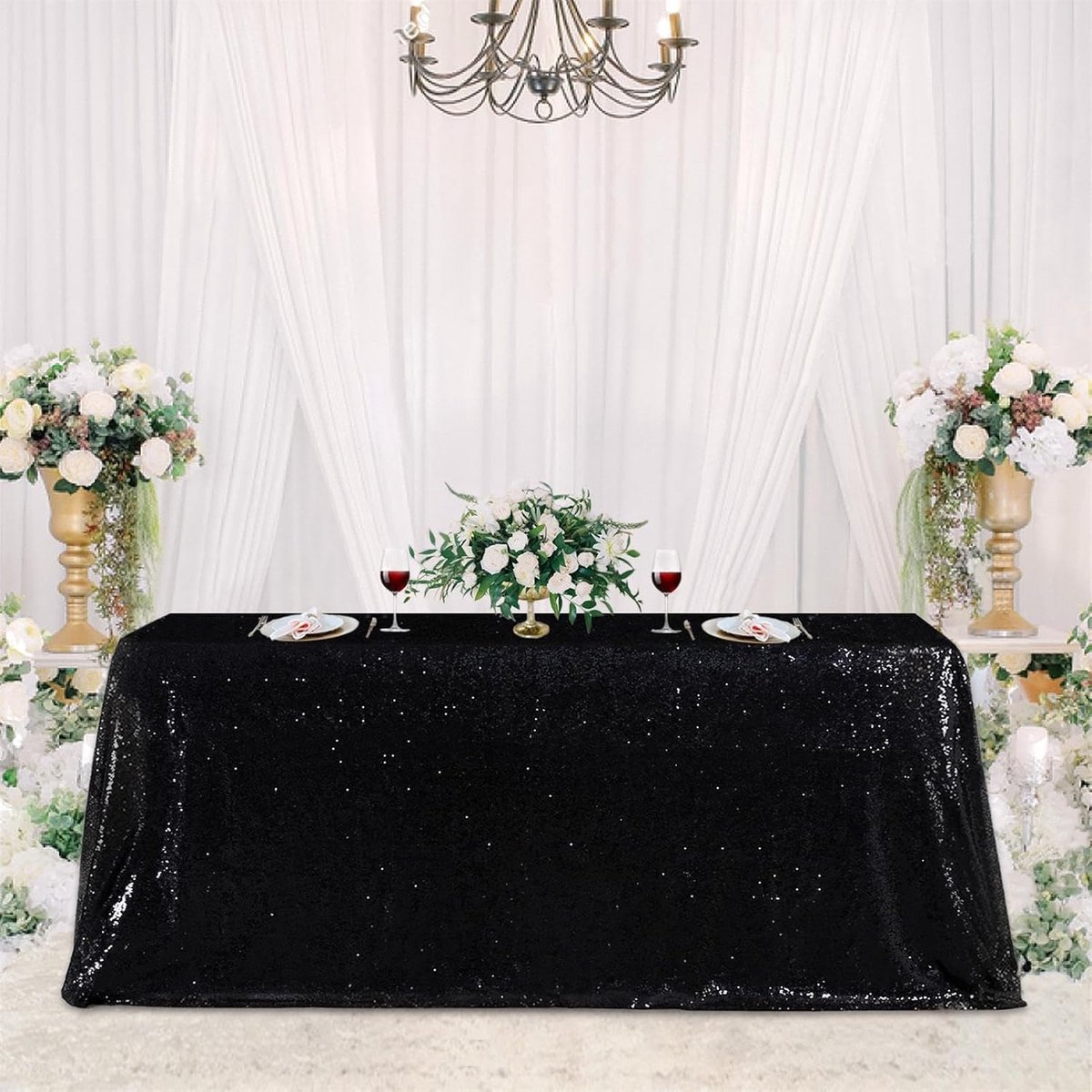 Glitter Pailletten Tafelkleed Rechthoekig voor Feest Bruiloft en Evenementen