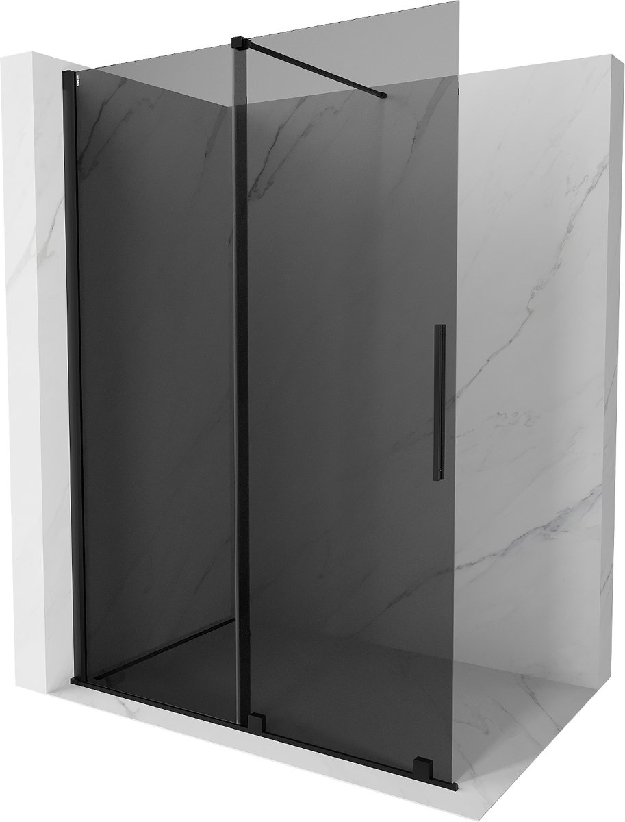 Mexen Velar schuifbare douchewand Walk-in 130 x 200 , grafiet 8 mm, zwart - 871-130-000-43-70