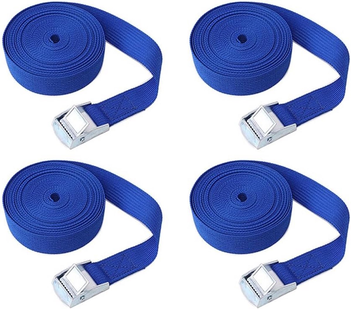Set van 4 Spanbanden met Ratel - 100 cm x 50 mm Verstelbaar Sjorband voor Bevestiging Bagage Vervoer