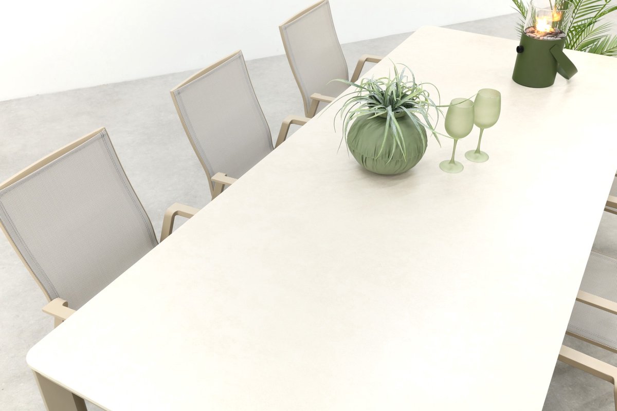 Atmos/Hartman Kyra aluminium tuinset voor 6 personen 240x100 cm. - Latte – foto 8