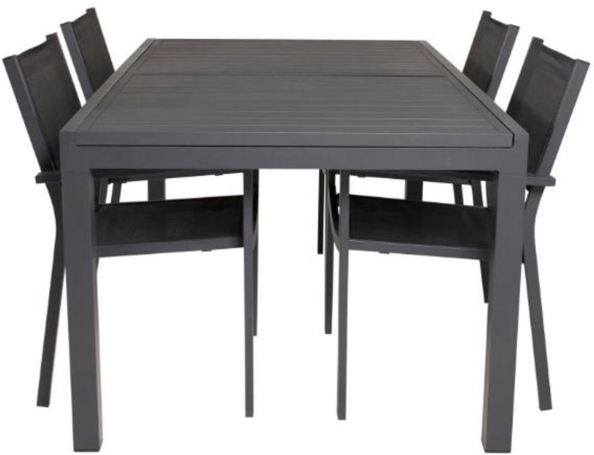 Marbella tuinmeubelset tafel 100x160cm 4 stoelen Copacabana zwart.