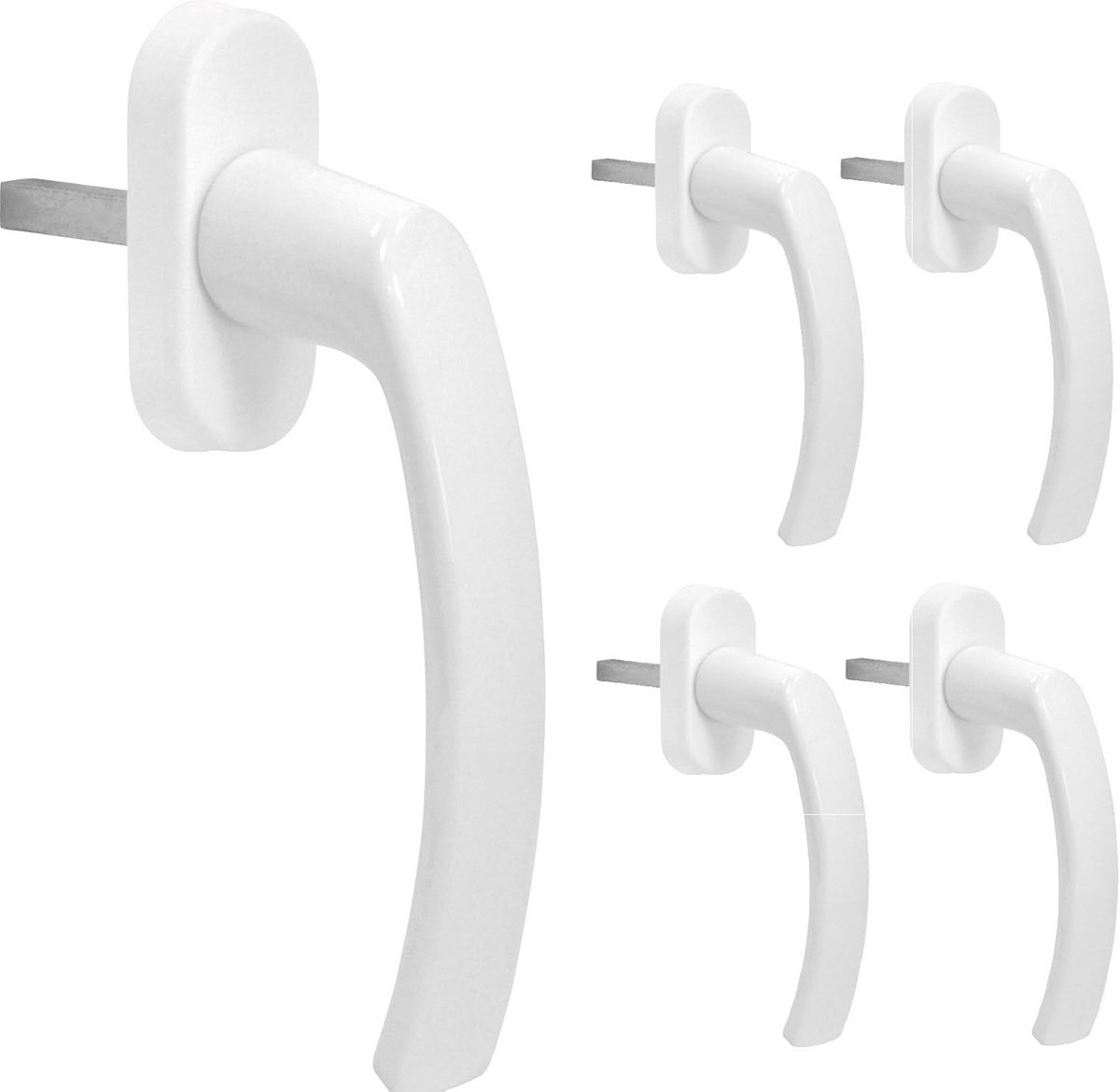 Set van 5 Kozijnhandvatten Draai-Kiepraam Aluminium RAL 9016 Wit