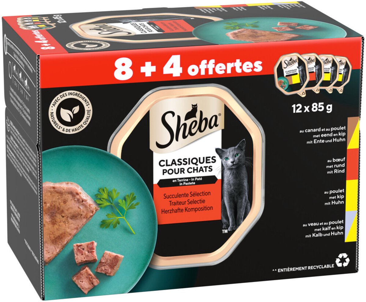 Sheba Kattenvoer Nat Classic Traiteur Paté Selectie Multipack - 12x85 gr