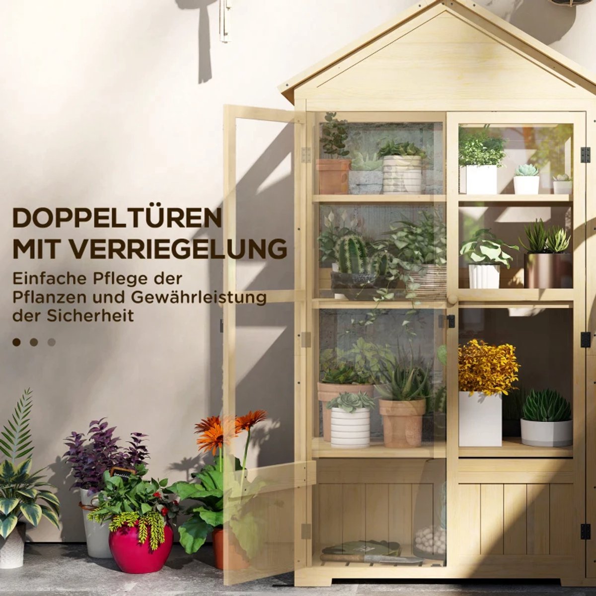 Koude Mini Kas met 3 Planken, Dakraam, Afsluitbare deur - 3 Etages - Tuinkas - Broeikas - Kweekkas - Tomatenkas - Groentekas - Plantenkas - voor Groenten, Bloemen, Planten - 100 x 56,5 x 178 cm - Grijs – foto 6