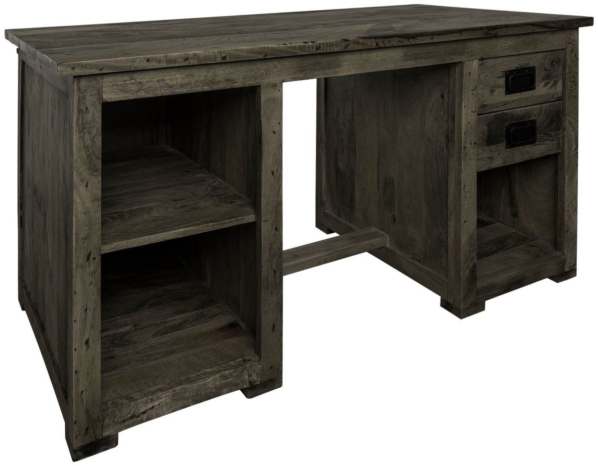 MASSIVMOEBEL24.DE bureau RAILWAY #261 grijs 140x80x76 cm (BxTxH)