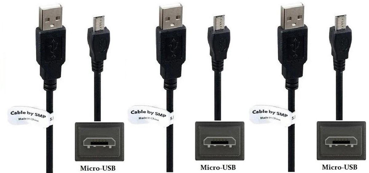 Image of 2 stuks OneOne 1,5m Mini USB kabel. Extra sterke laadkabel. Stevig oplaadkabel snoer past op Praktica DVC10.1, DVC 10.1 HDMI, DVC10.4, DVC 10.4 HDMI, DVC10.10, DVC 10.10 FHD, DMMC 10, DMMC-3D, IX-serie IX-8