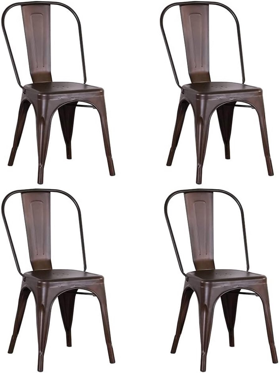 Stapelbare Eetkamerstoelen van Metaal - Industriële Vintage Tuinstoel voor Binnen en Buite