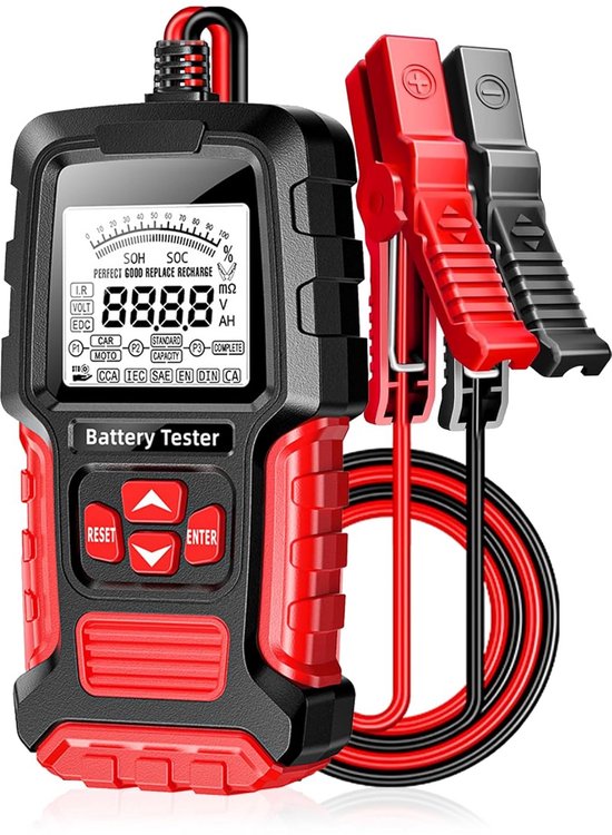 Auto Accutester - Batterij Tester - Motor Onderhoud - 12V en 24V - 2000 CCA - Zwart