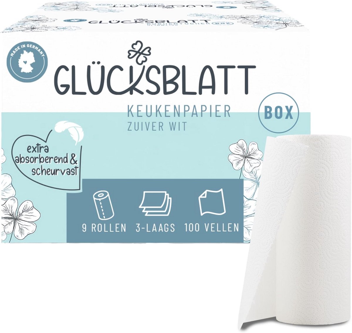 Duurzame Keukenhanddoeken - 9 Rollen Papieren Keukenpapier - 3-Laags en Multifunctioneel - Plasticvrij