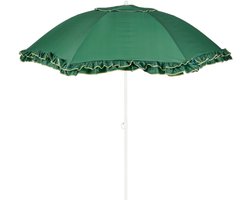 Mica Decorations Parasol Kantelbaar met Ruches - Stokparasol 238 x Ø195 cm - Tuin of Balkonparasol in Hoogte Verstelbaar - Polyester, Staal - Groen