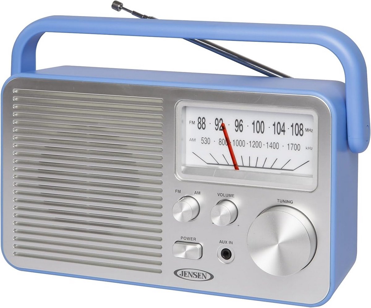Draagbare AM/FM Radio met Groot Instelwiel en Hoofdtelefoonaansluiting - Blauw