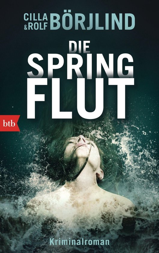 Boekomslag van 'Die Springflut' met vrouw in opspattend water.