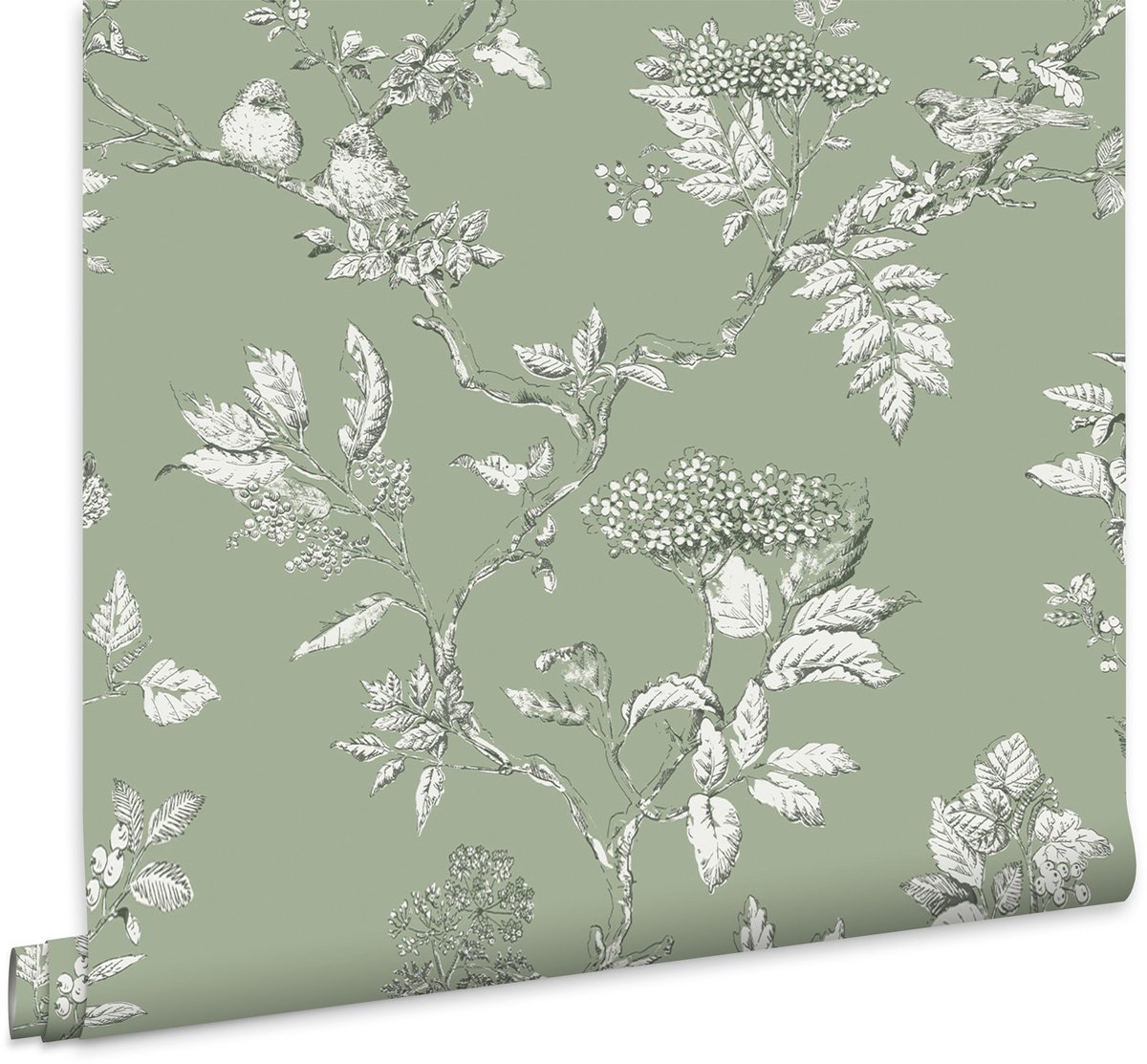 Laura Ashley Elderwood Behang - Planten - 10mx52cm - Groen